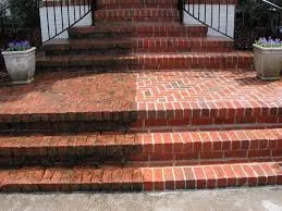Brick steps and a masonry entrance